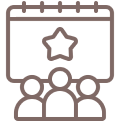 People icon with star and calendar.